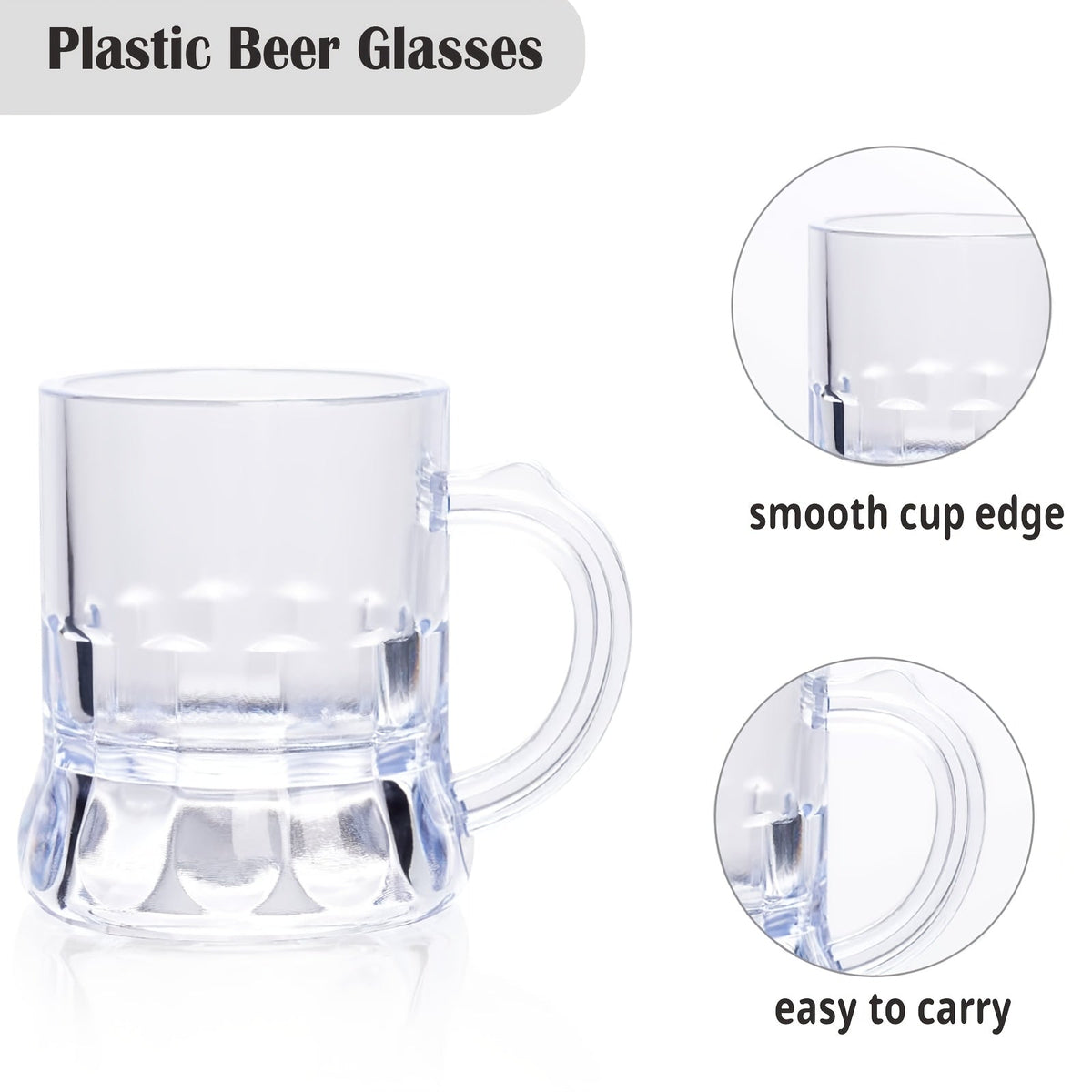 Mini Beer Mug Oktoberfest Shot Glasses, Clear Plastic, 30-Piece Set