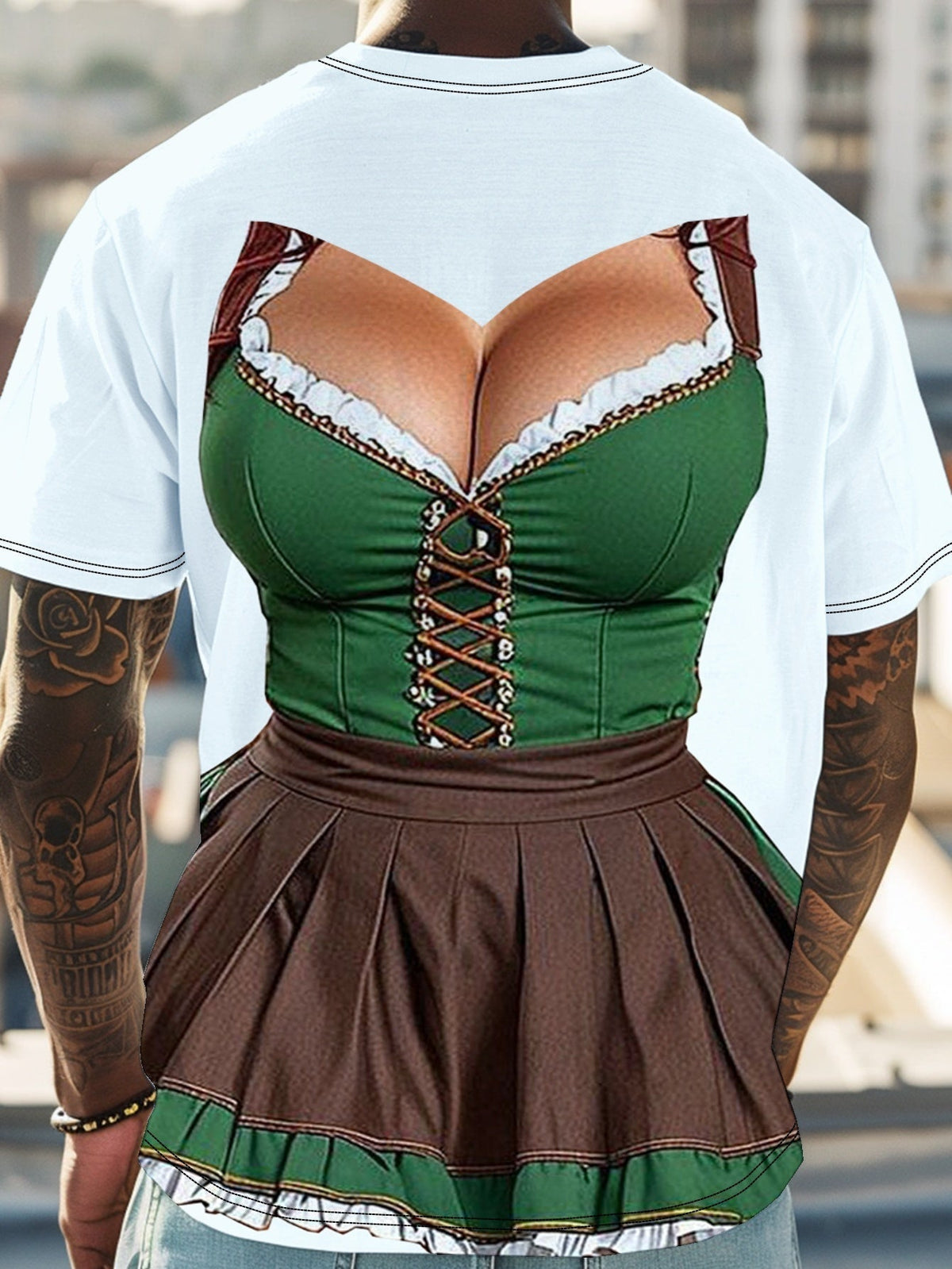 Oktoberfest T-Shirt Men's, Dirndl Print Graphic Wiesn Shirt