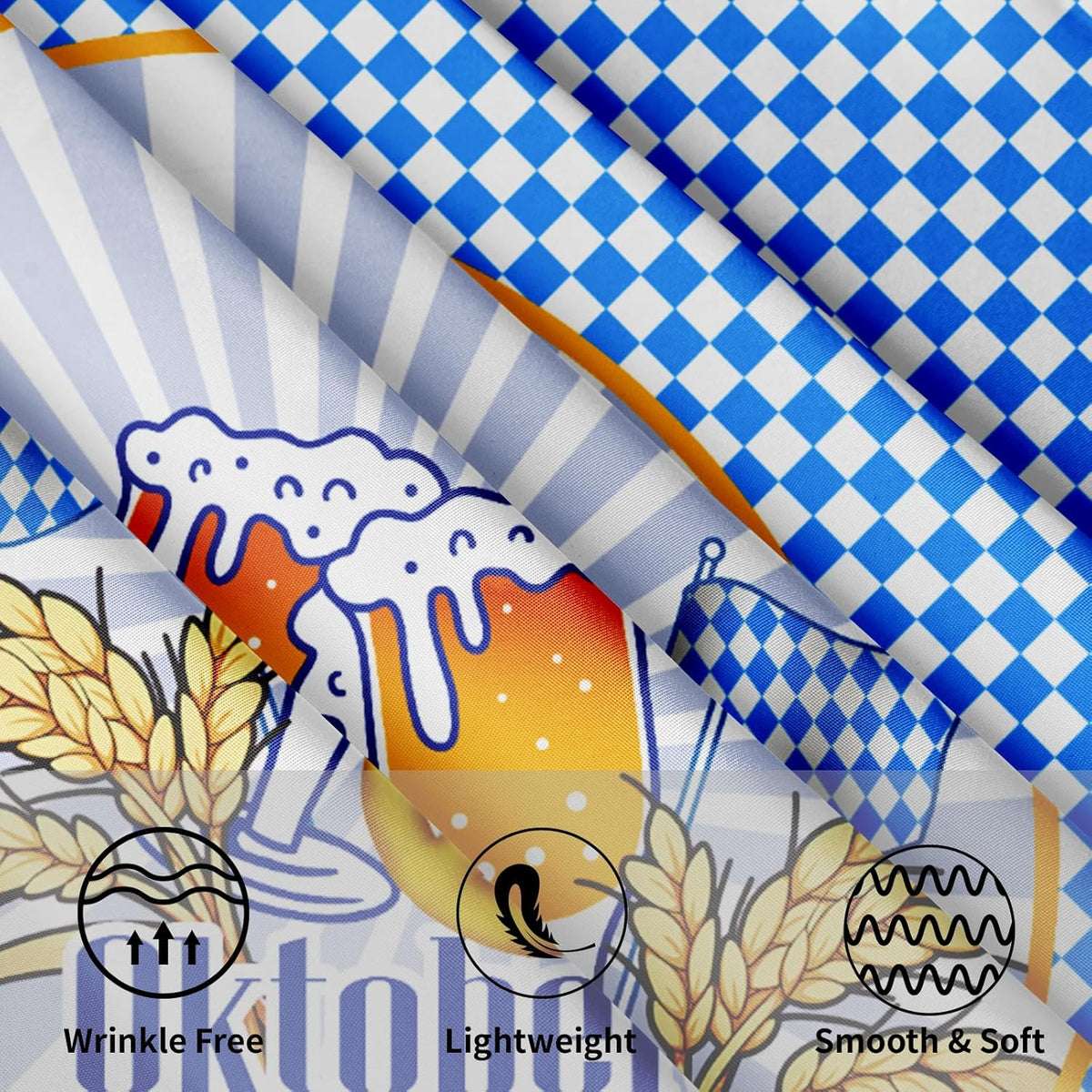 Oktoberfest Tablecloth Round, Bavarian Diamond Pattern Polyester