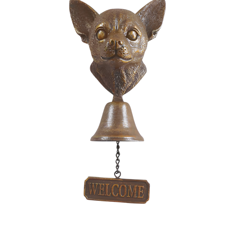 DogDoorbell – Rustic vintage-style dog figurine doorbell