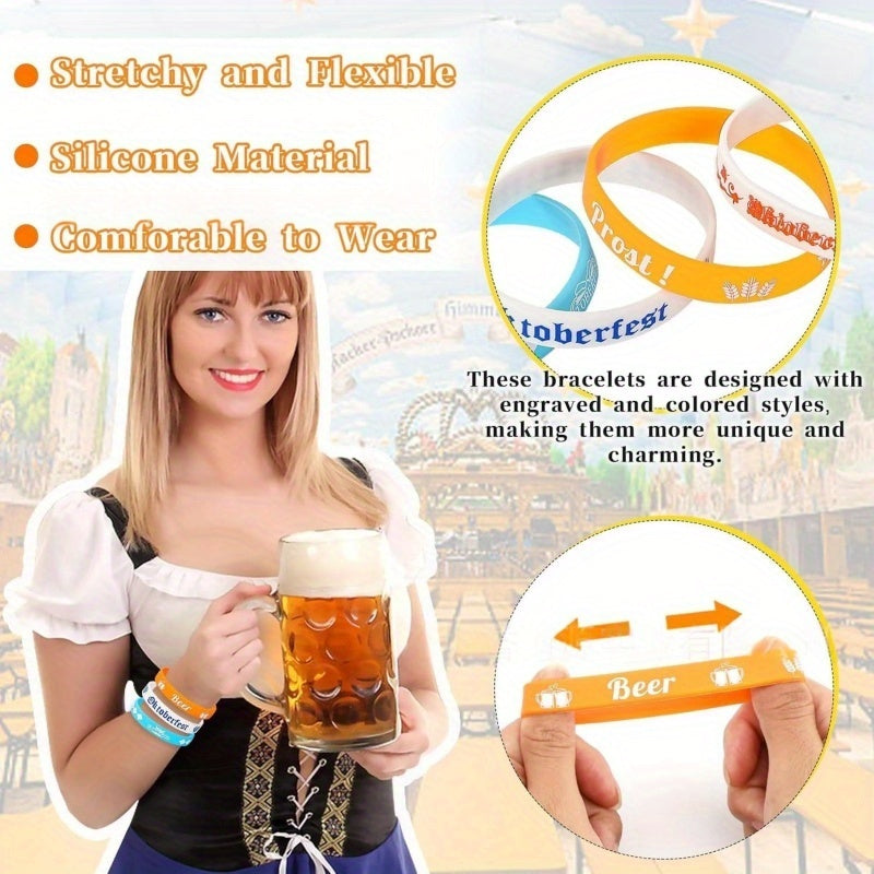 Oktoberfest silicone bracelets, 24-piece party accessory set