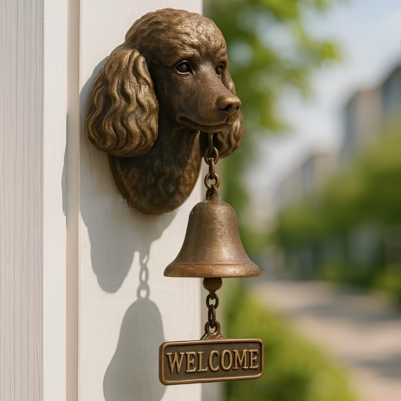 DogDoorbell – Rustic vintage-style dog figurine doorbell