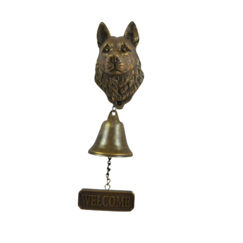 DogDoorbell – Rustic vintage-style dog figurine doorbell