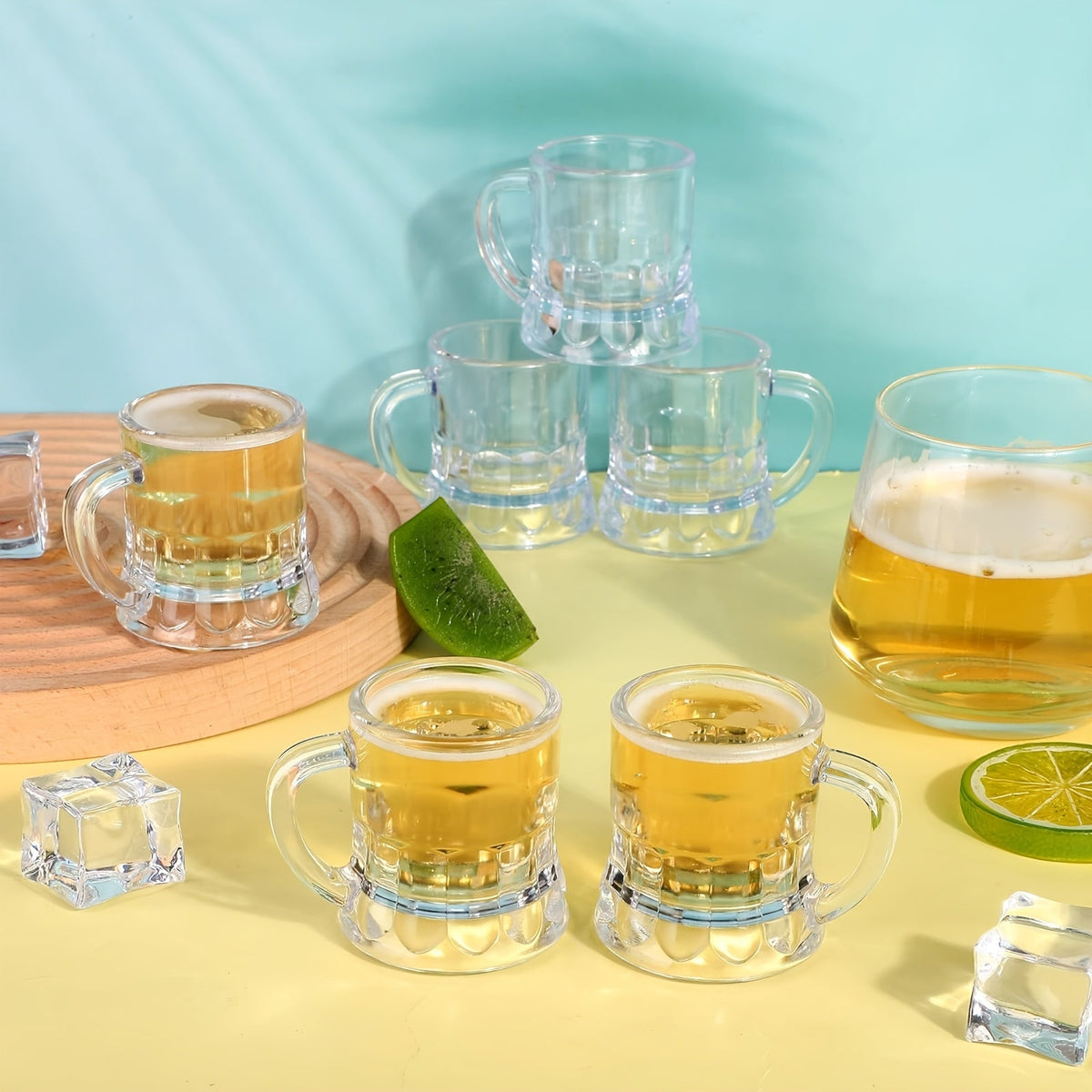 Mini Beer Mug Oktoberfest Shot Glasses, Clear Plastic, 30-Piece Set