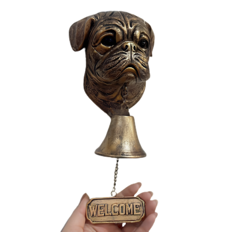 DogDoorbell – Rustic vintage-style dog figurine doorbell
