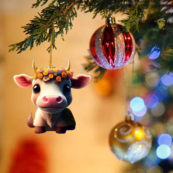 CowDecor Cartoon Cow Christmas Tree Ornament