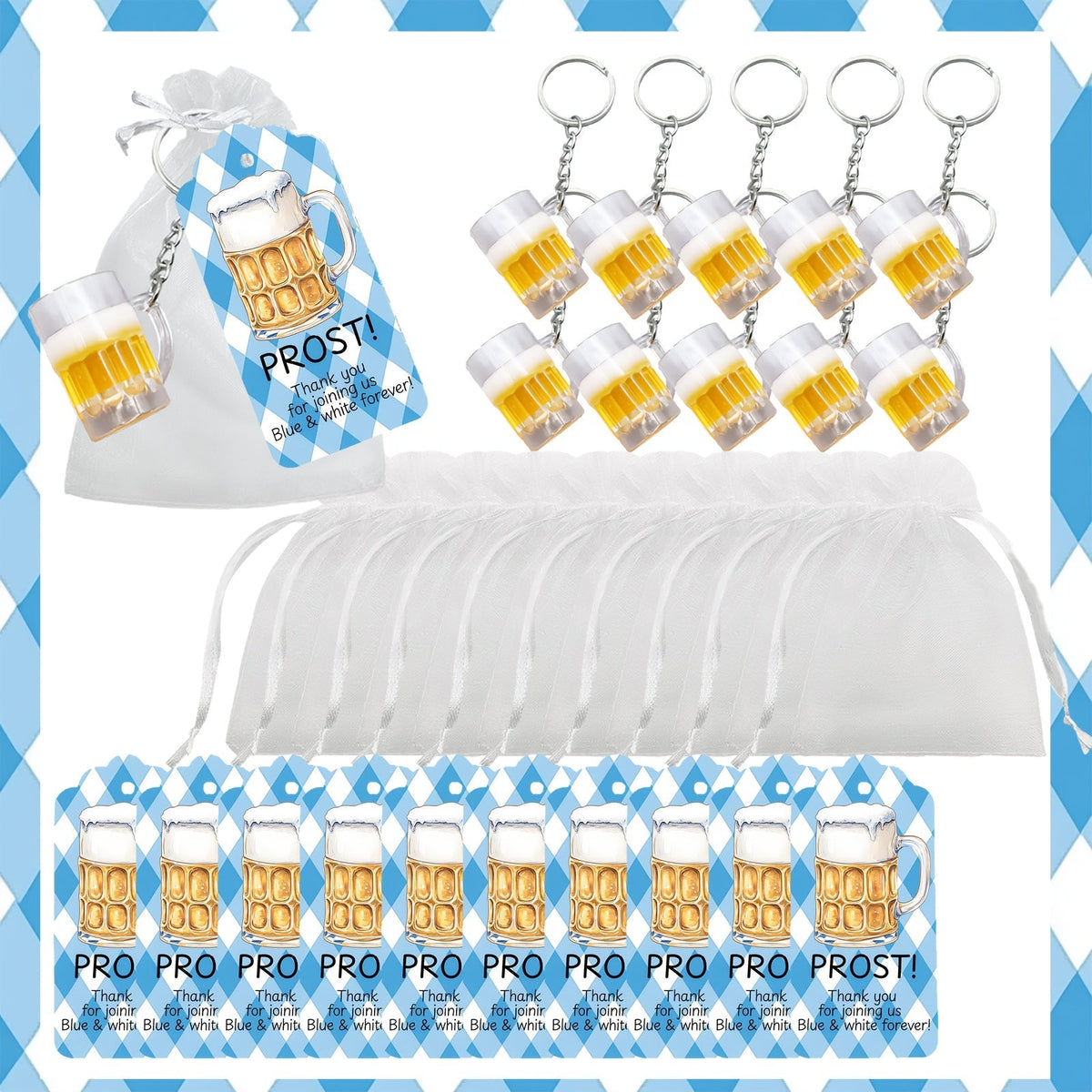 Oktoberfest keychain beer mug design, party favor set