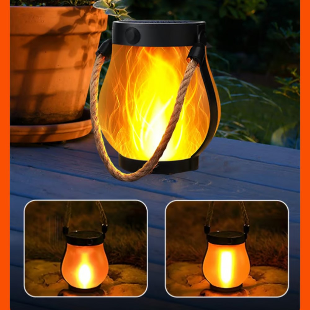 Solar Lantern with Flickering Flame – LED Solar Garden Lantern with Flame Effect for Garden, Patio & Outdoors