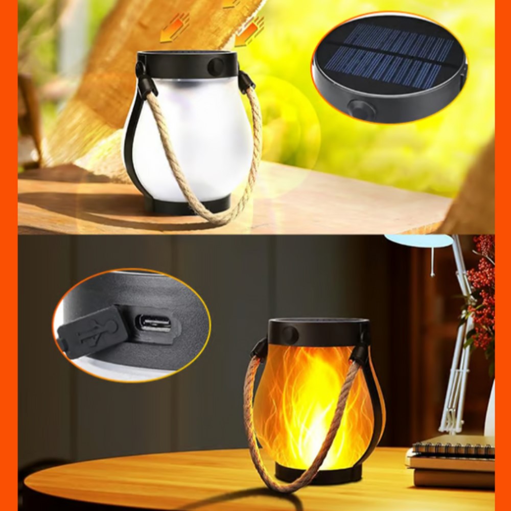 Solar Lantern with Flickering Flame – LED Solar Garden Lantern with Flame Effect for Garden, Patio & Outdoors