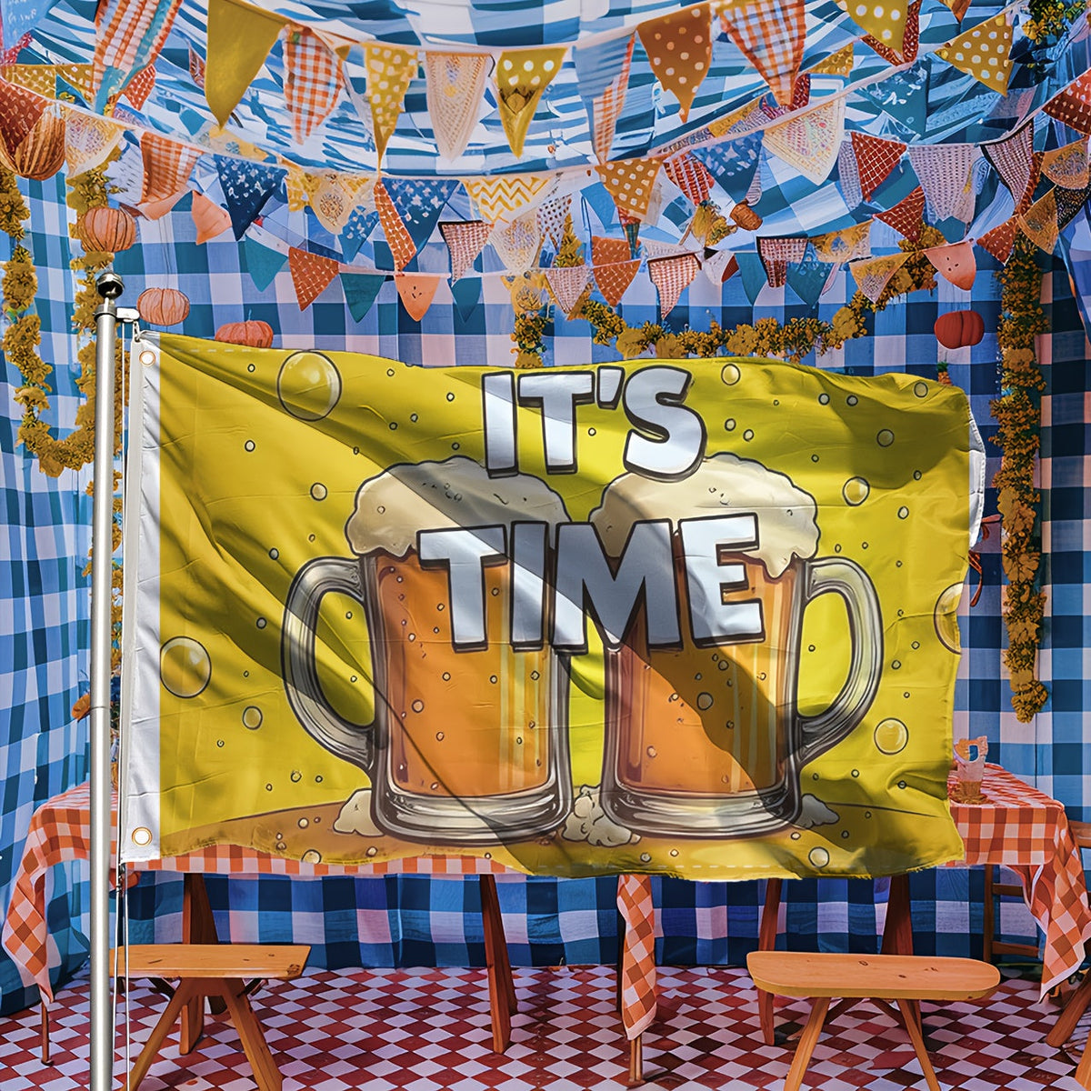 Large Oktoberfest Decorative Flag, Beer Mug Design Weatherproof