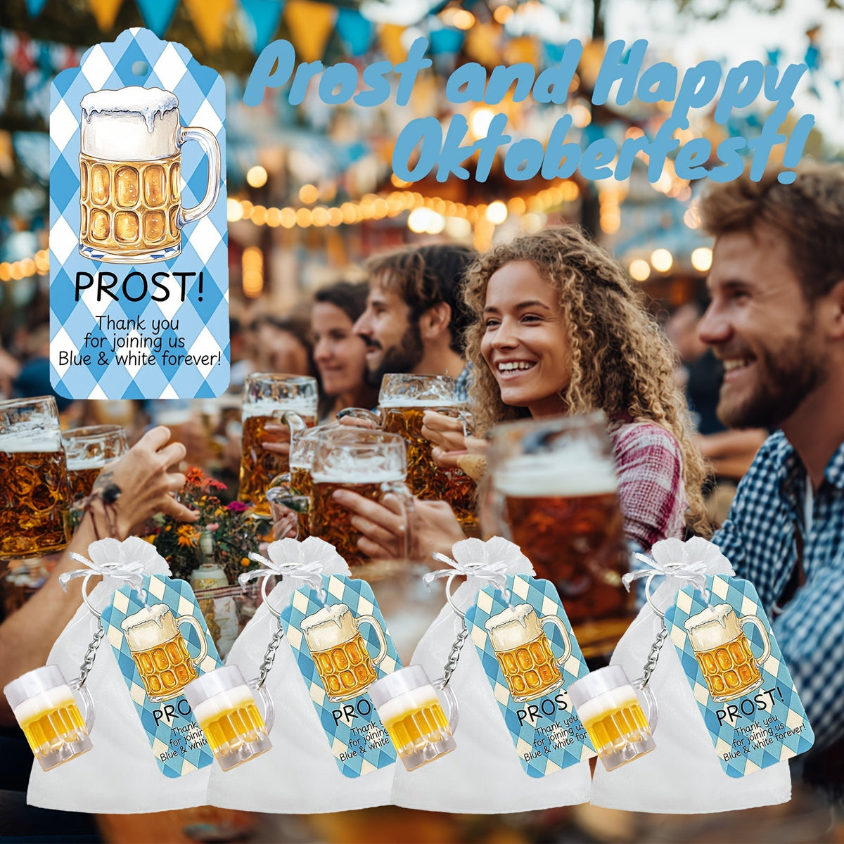 Oktoberfest keychain beer mug design, party favor set