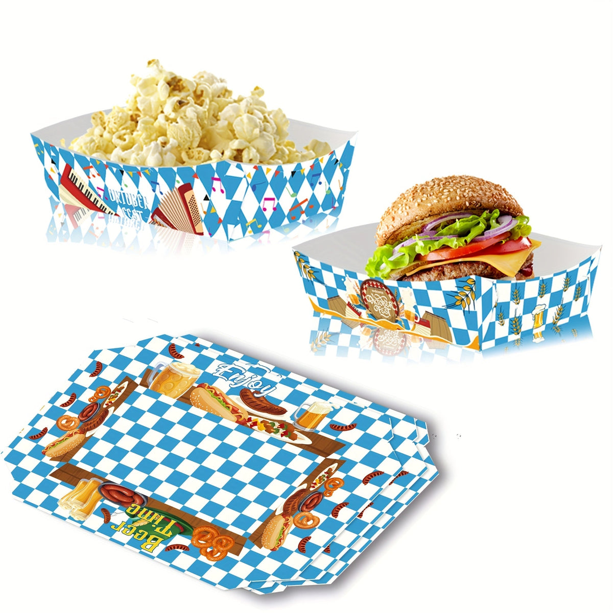 Oktoberfest paper snack bowls, diamond pattern, 2x24 pieces
