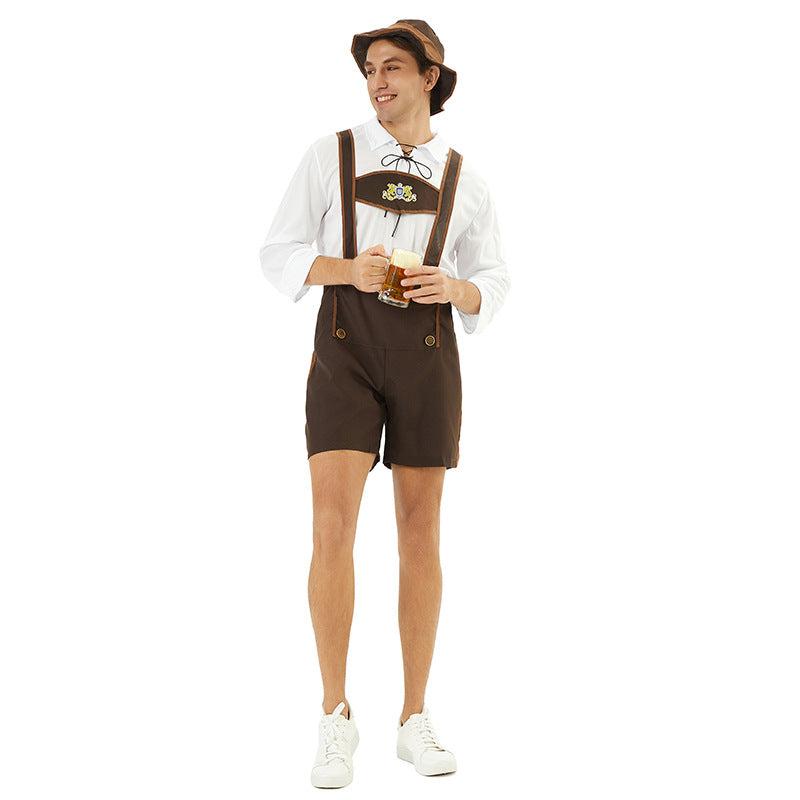 Men's Oktoberfest Lederhosen, traditional leather breeches with suspenders