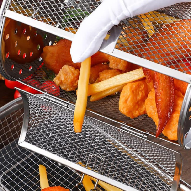 RotatingGrill – Rotating stainless steel roasting and grilling cage