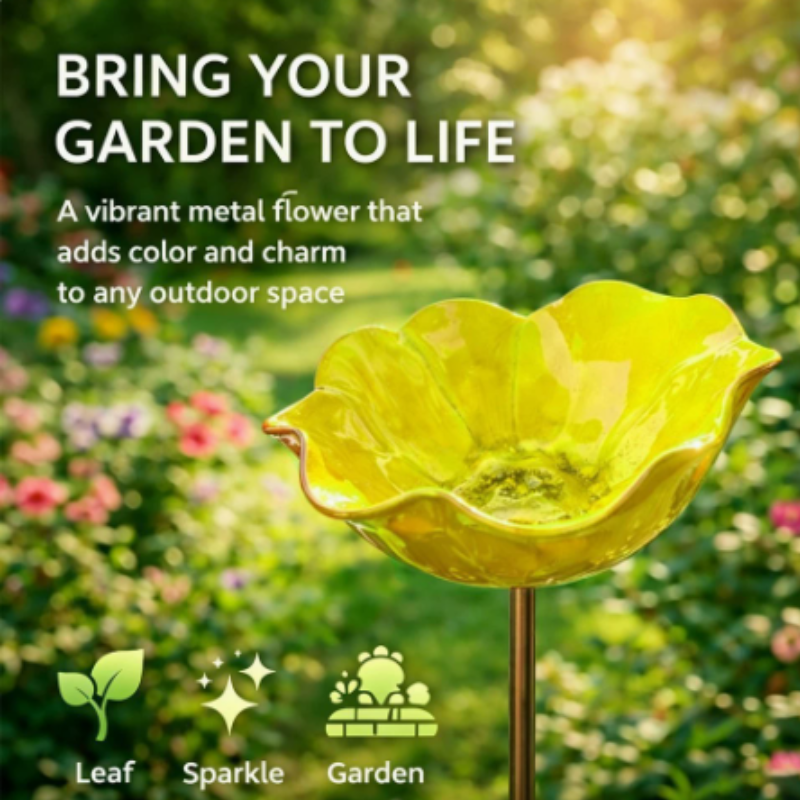 Flower-shaped bird bath for garden & balcony
