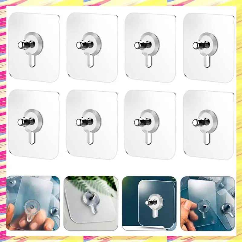 Self-adhesive hooks without drilling – Transparent, set of 20