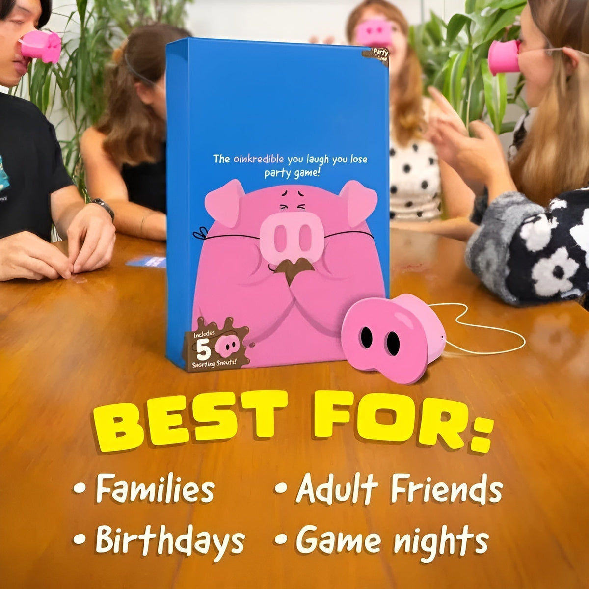 SnortBurst Party Game With Squeaky Pig Noses