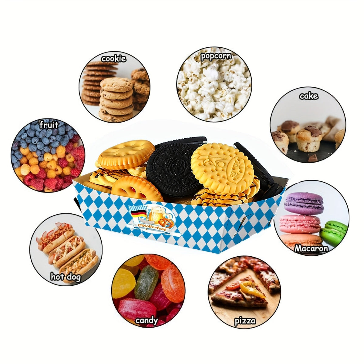 Oktoberfest paper snack bowls, diamond pattern, 2x20 pieces