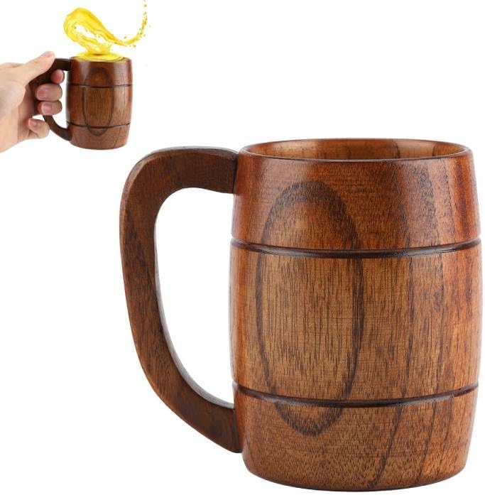 Wooden beer mug Oktoberfest, natural wood beer stein 350ml