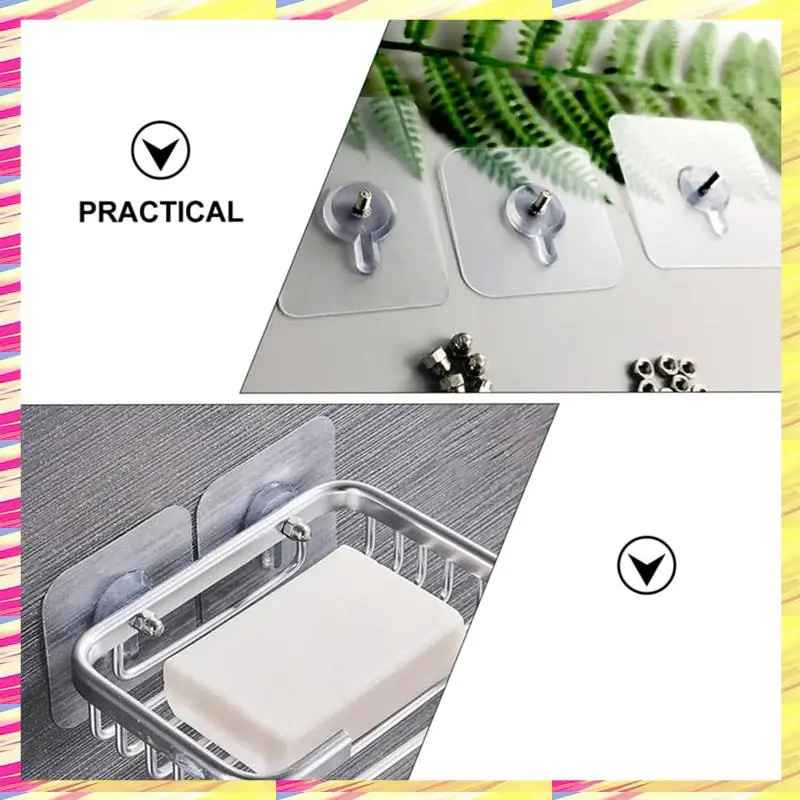 Self-adhesive hooks without drilling – Transparent, set of 20
