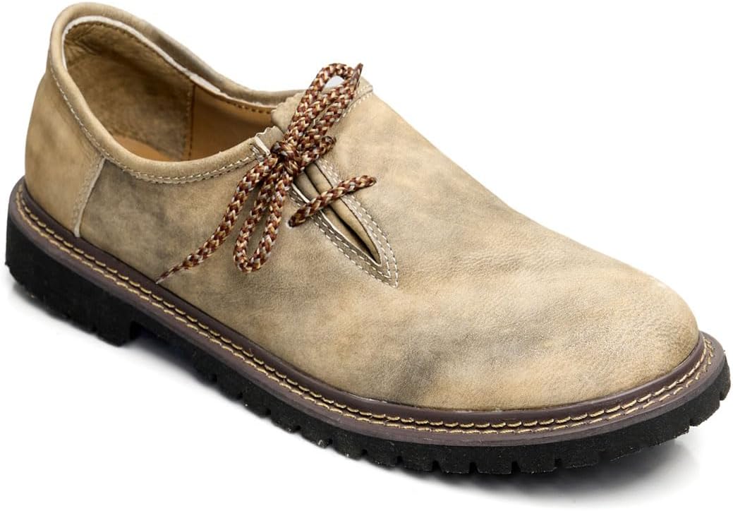 Men's Haferlschuhe Oktoberfest, Traditional Leather Shoes Dark Brown