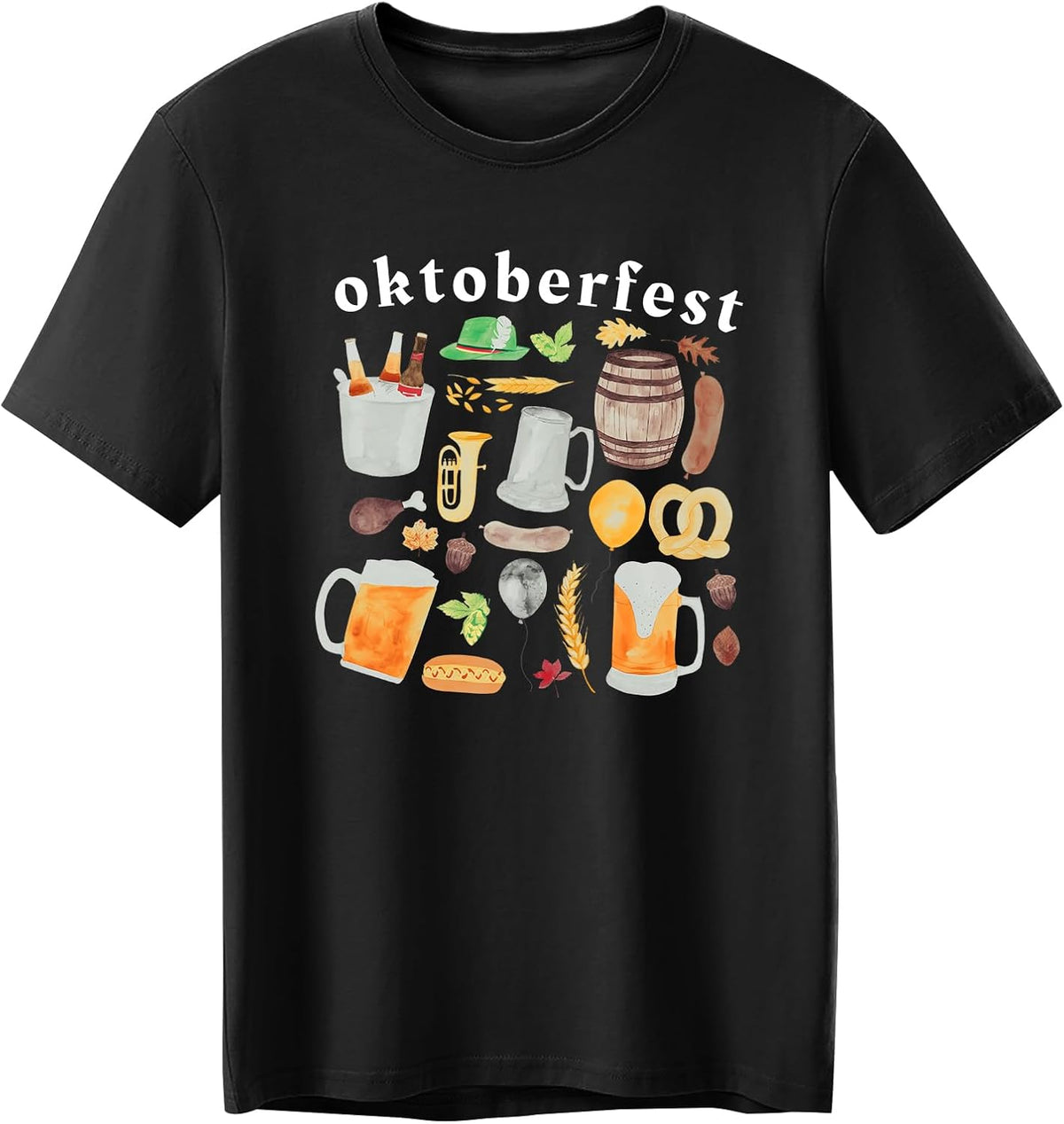 Oktoberfest T-shirt for men, beer mug & pretzel print shirt