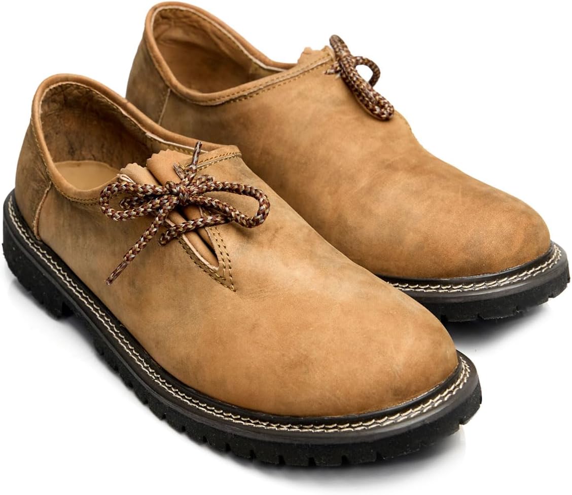 Men's Haferlschuhe Oktoberfest, Traditional Leather Shoes Dark Brown