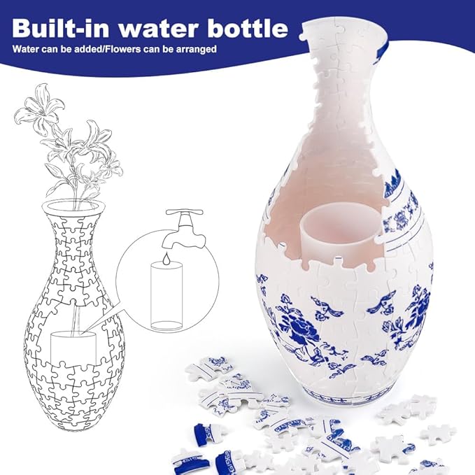 PuzzleVase 160-Piece 3D Puzzle as a Flower Vase
