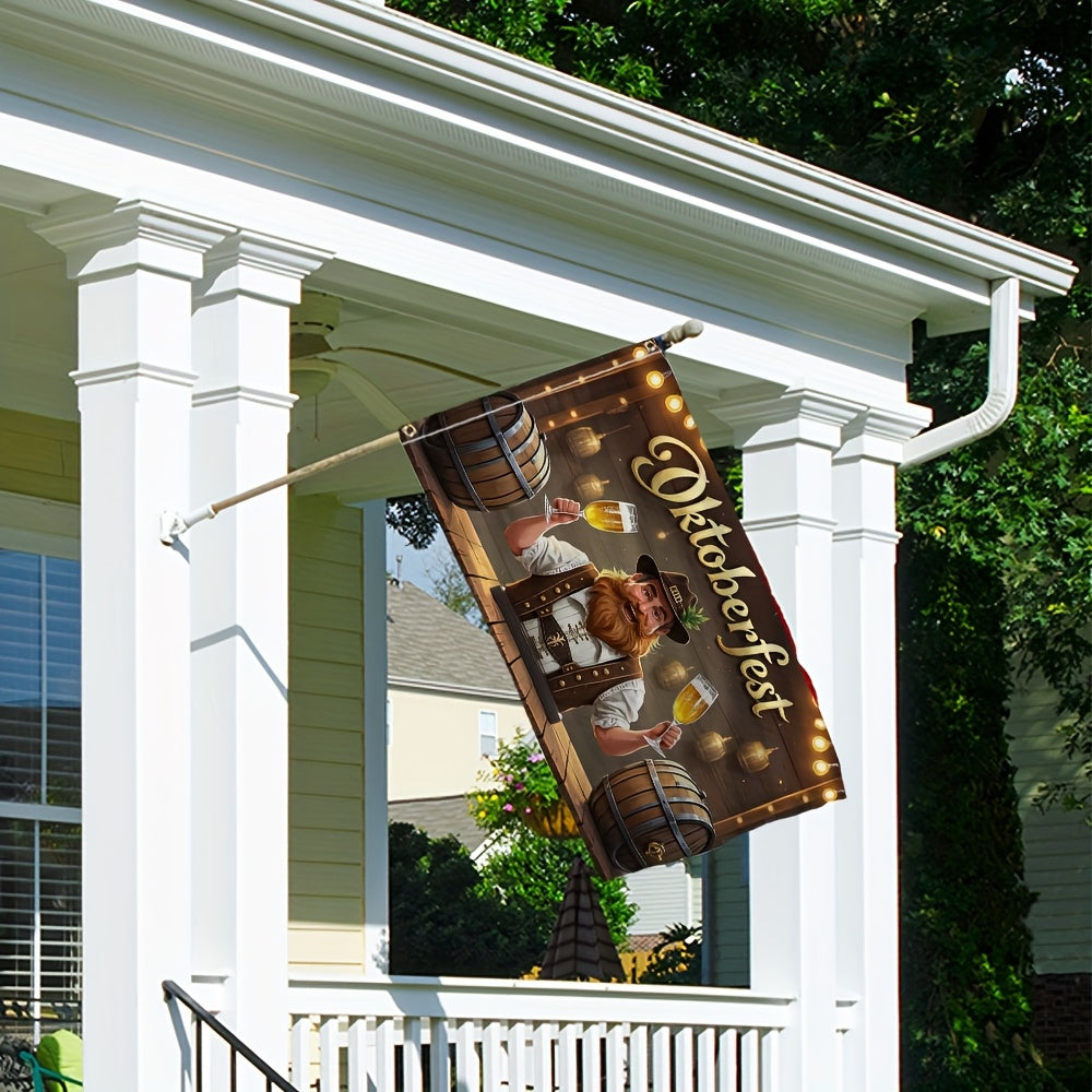 Oktoberfest garden flag with beer festival motif, weather-resistant decoration