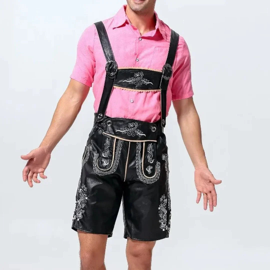 Men's Oktoberfest Lederhosen, Traditional Bavarian-Style Leather Breeches