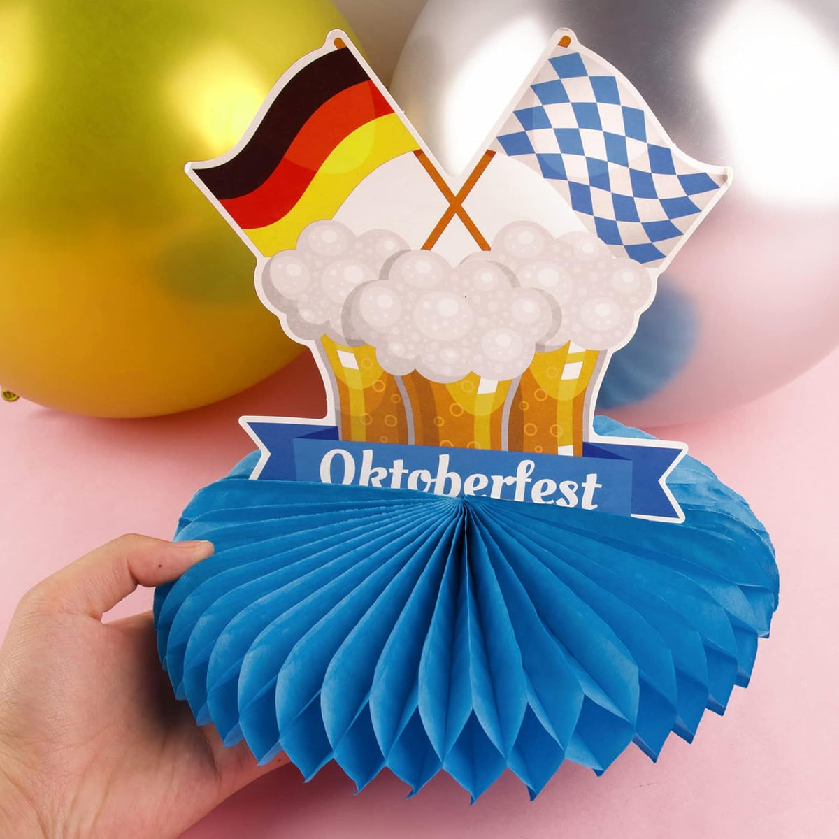 Oktoberfest Honeycomb Table Decorations Set, Beer Mug & Dirndl, 24-Piece Set