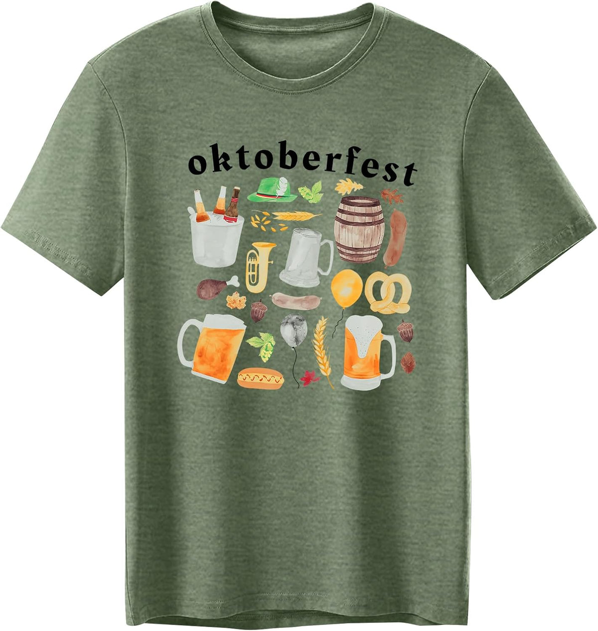 Oktoberfest T-shirt for men, beer mug & pretzel print shirt