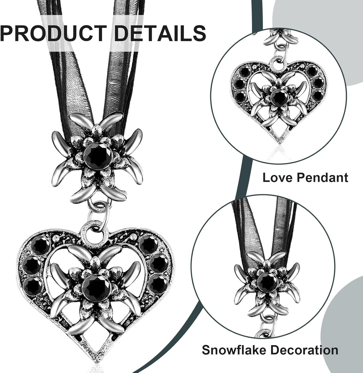 Traditional Jewelry Set Edelweiss Heart Pendant, MountainMystic