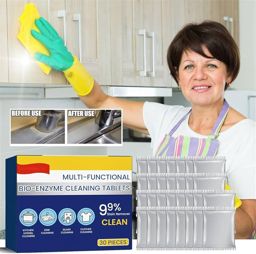 TotalClean Bio-Enzyme Cleaning Tablets, Multi-Action Stain Remover