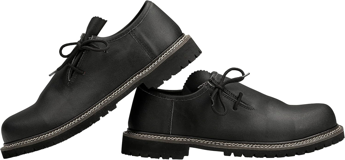 Men's Haferl shoes for Oktoberfest, suede traditional footwear black