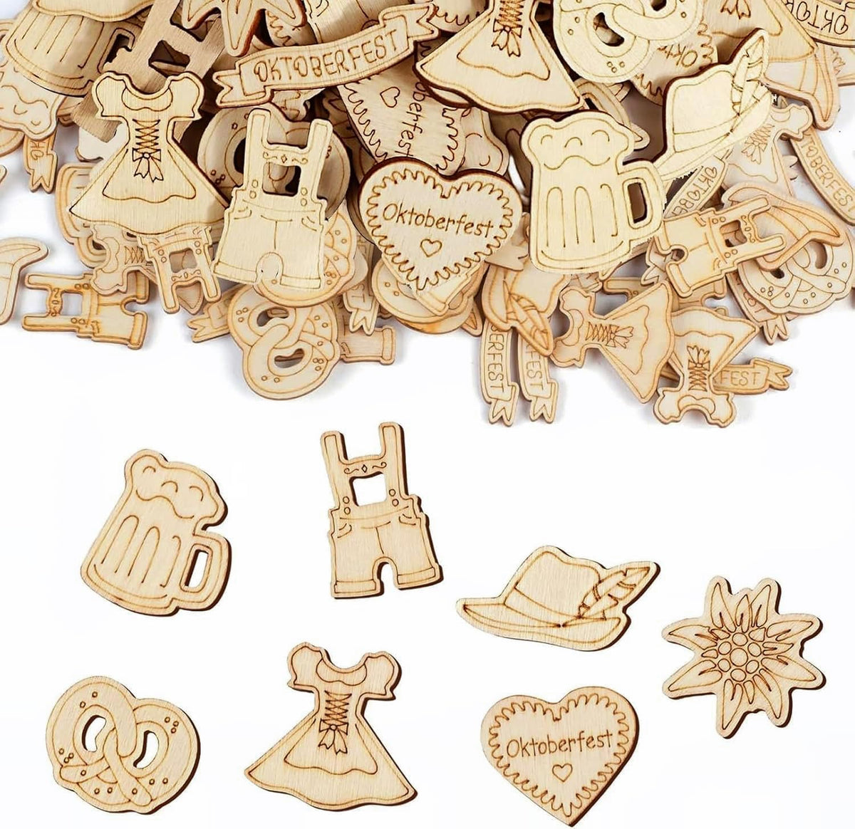 Oktoberfest wooden confetti scatter decorations, 100-pack table decor