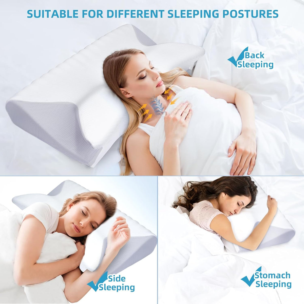 CurvePillow Ergonomic Neck Support Pillow, Breathable