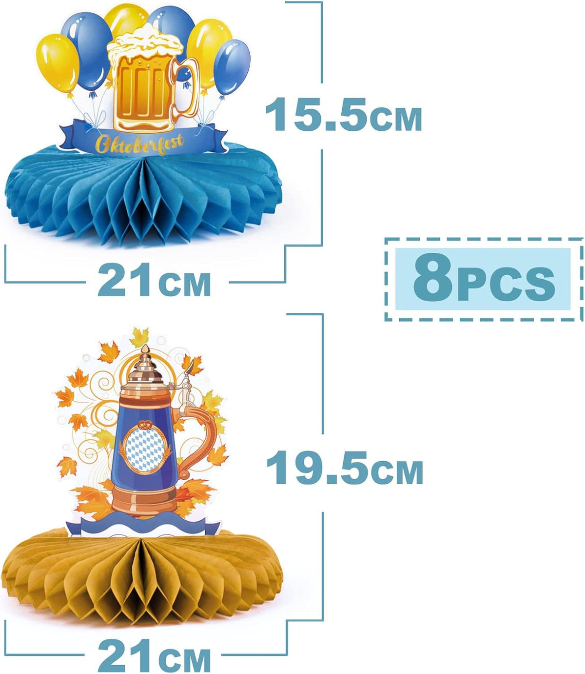 Oktoberfest Honeycomb Table Decorations Set, Beer Mug & Dirndl, 24-Piece Set
