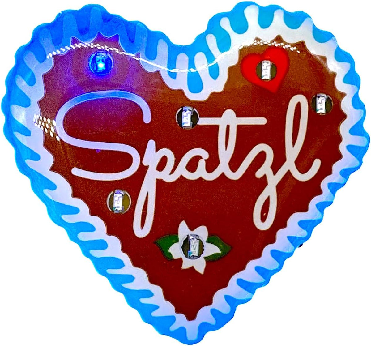 Oktoberfest LED Gingerbread Heart Pins, "Spatzl" 4-piece set