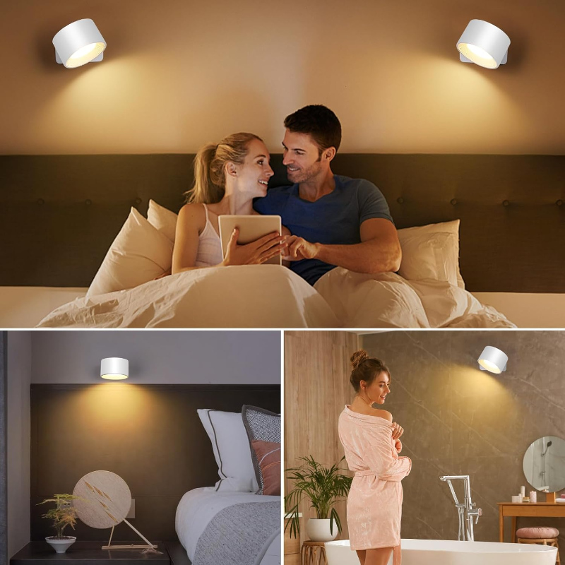 Ledsen RotatingLamp Paar im Bett mit Leuchte im Hintergrund