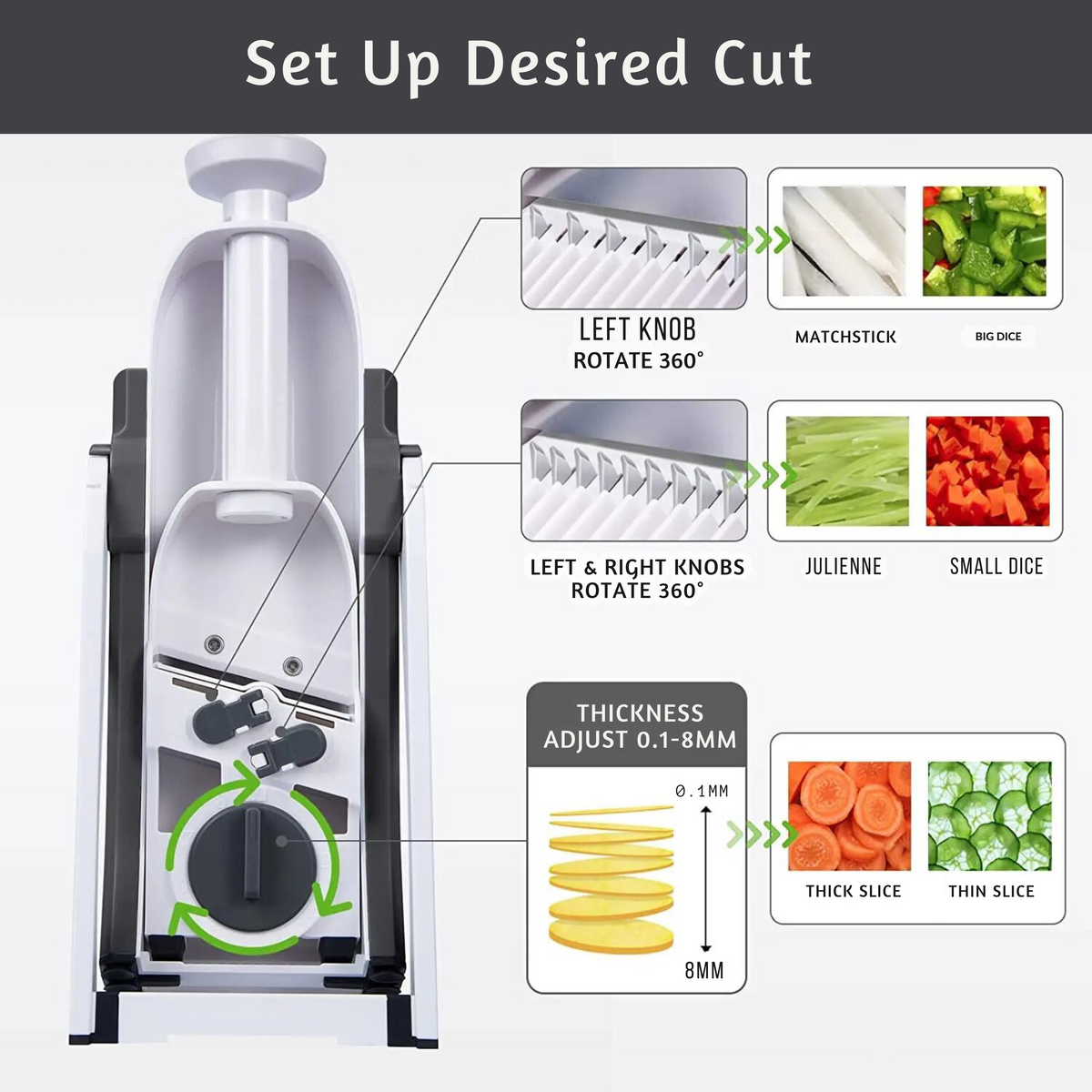 VeggieSlicer Multifunctional Vegetable Slicer, Stainless Steel Blades