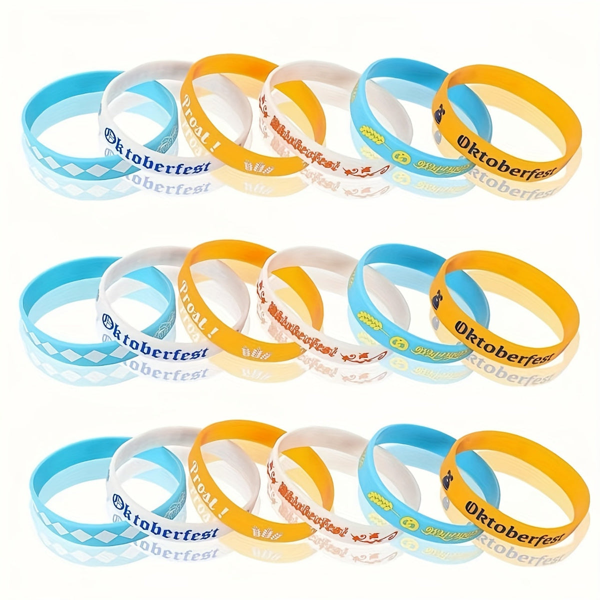 Oktoberfest silicone bracelets, 24-piece party accessory set