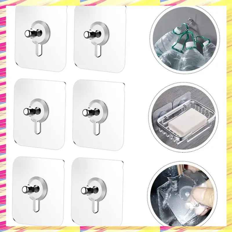 Self-adhesive hooks without drilling – Transparent, set of 20