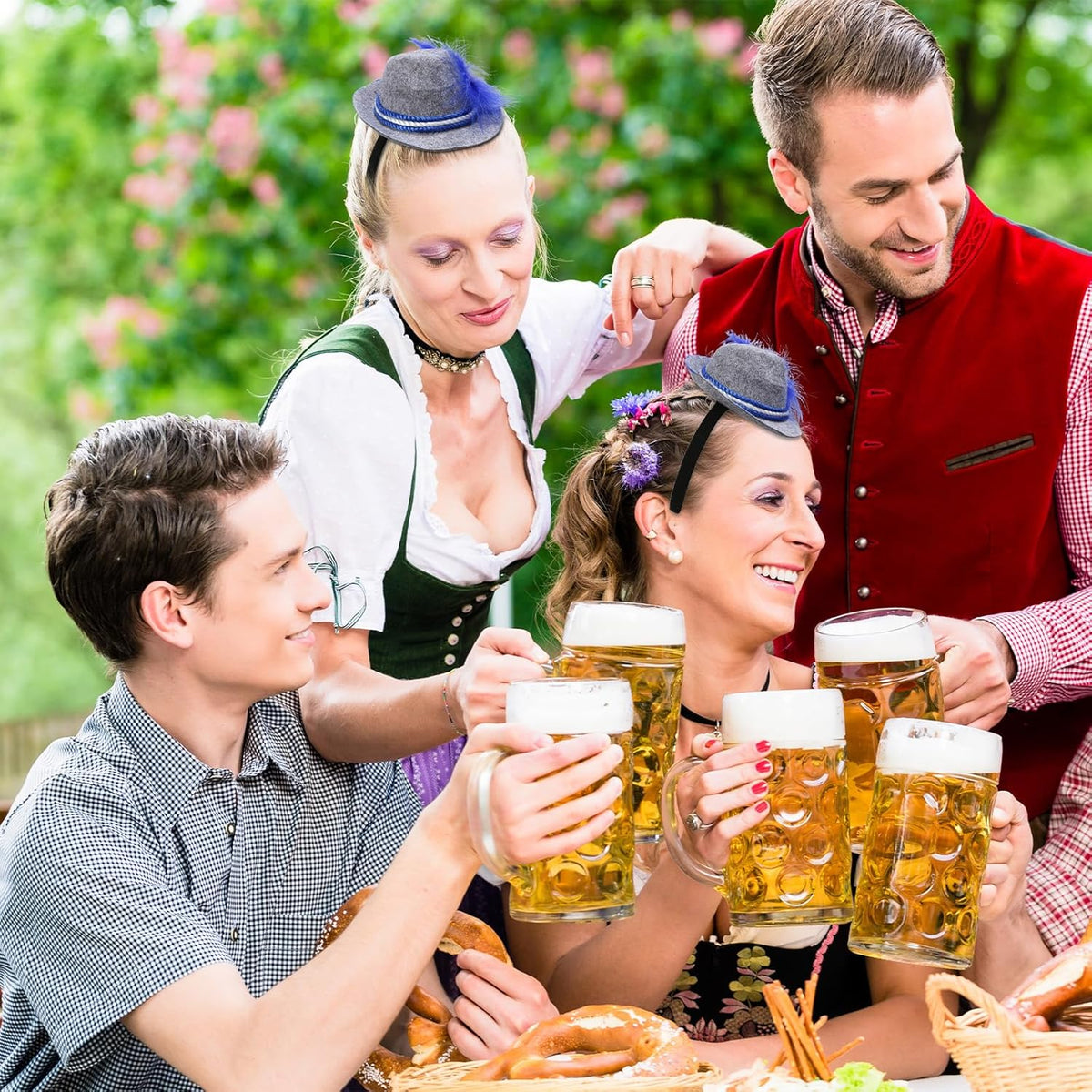 Oktoberfest mini traditional hat headband, dirndl accessory 3-piece set
