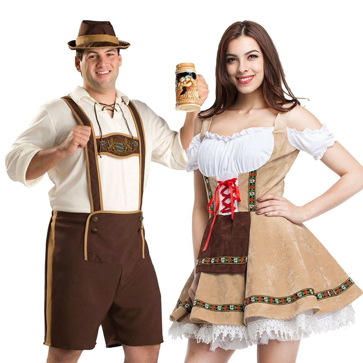Men's Oktoberfest Lederhosen, traditional leather breeches with embroidery