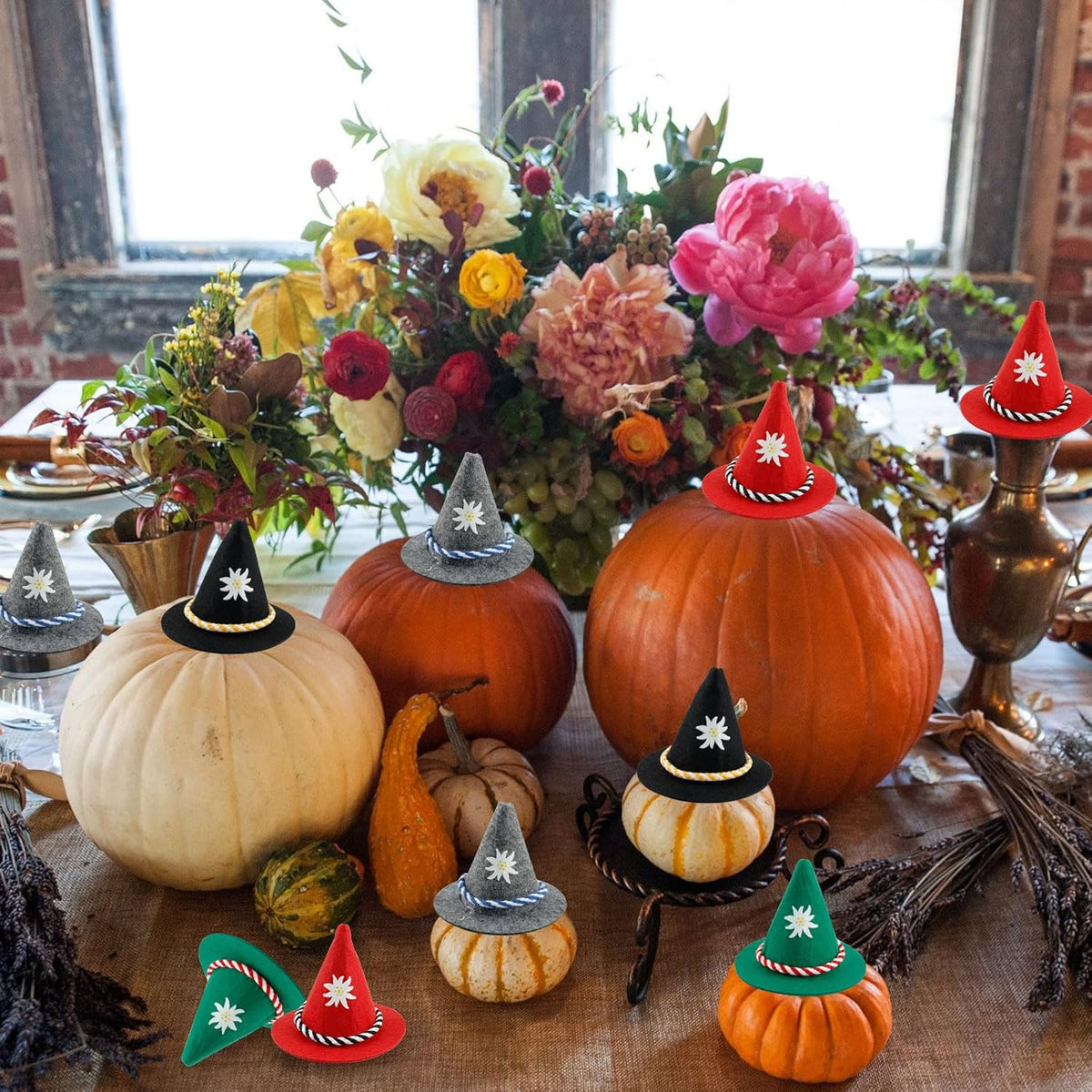 Oktoberfest Mini Felt Trachten Hats, Colorful, Bottle Decorations, Set of 12