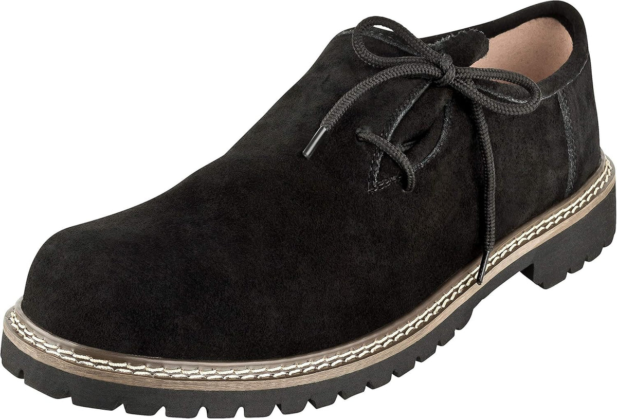 Men's Haferl shoes for Oktoberfest, suede traditional footwear black