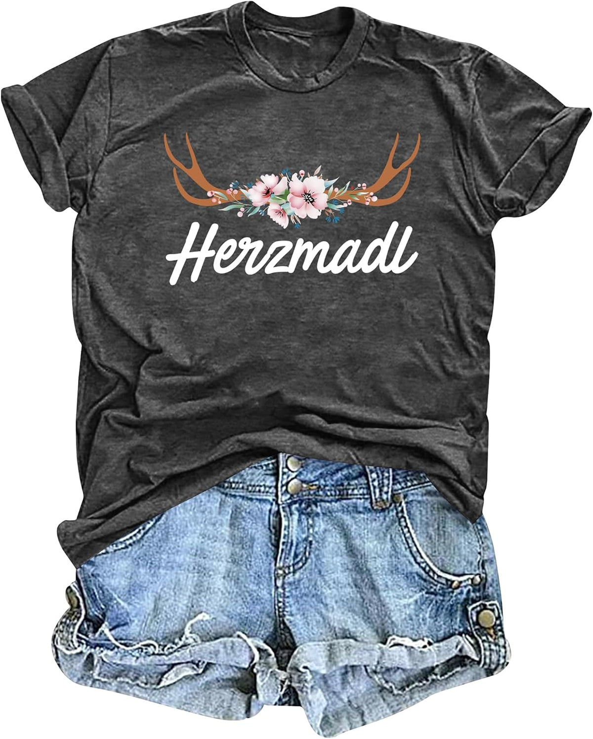 Oktoberfest Women's Short Sleeve T-Shirt, Heart Girl Wiesn Shirt