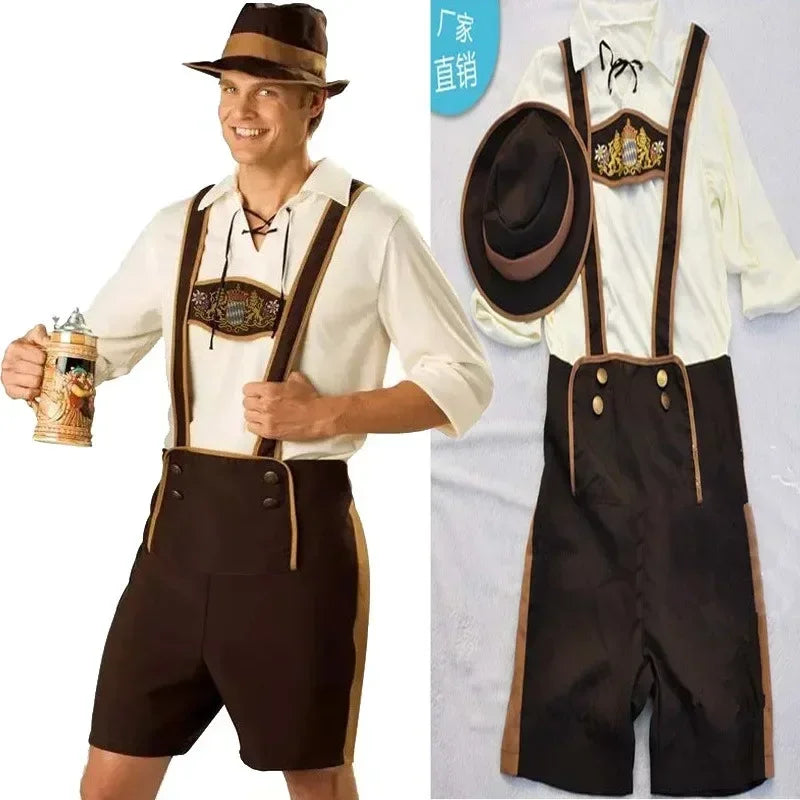 Oktoberfest costume for men, lederhosen costume 3-piece set