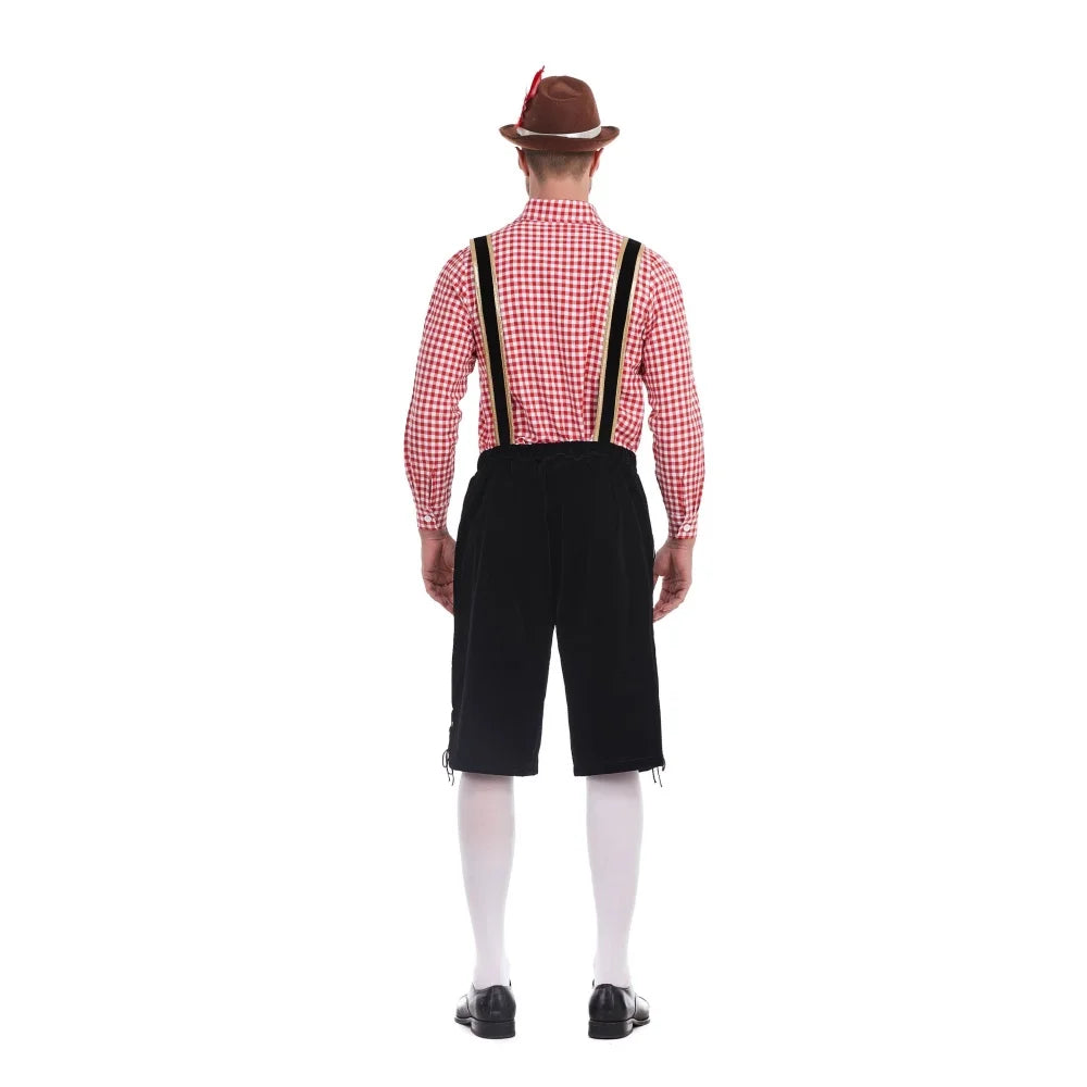 Oktoberfest costume for men complete, lederhosen with suspenders and hat